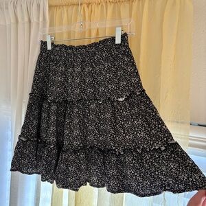 Floral Black Skirt